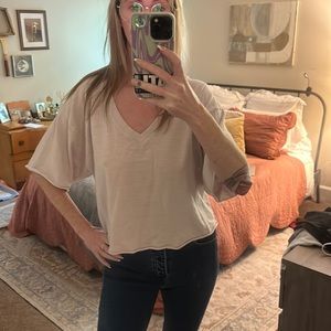 Nation oversized cropped v neck tee size medium